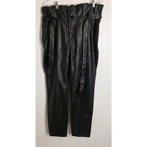Cello Faux Leather Pants Women's Size 11 Black Paper Bag Waist New With Tags